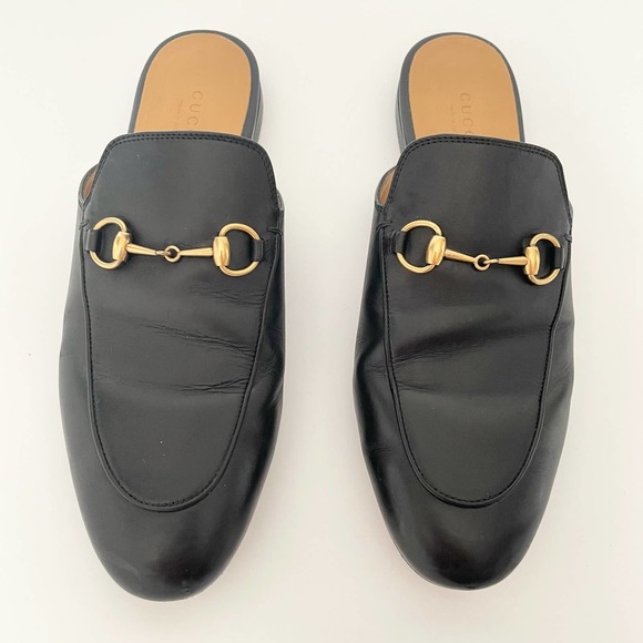 Gucci Shoes - Gucci Princetown Horsebit Black Mule Shoes Loafer Leather Slipper EU 38.5 US 8.5